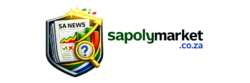 SAPolyMarket South African news and prediction markets platform logo with news headline and event forecast charts.