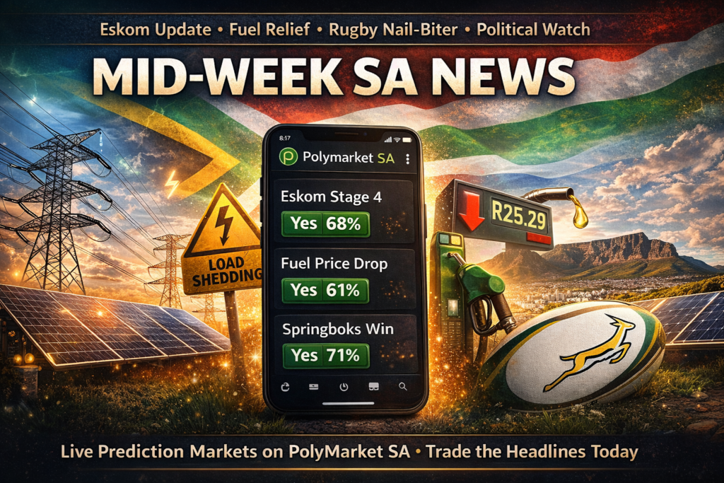 Mid-Week South Africa News April 15 2026 | Eskom, Fuel Prices, Rugby & Live PolyMarket SA Prediction Markets